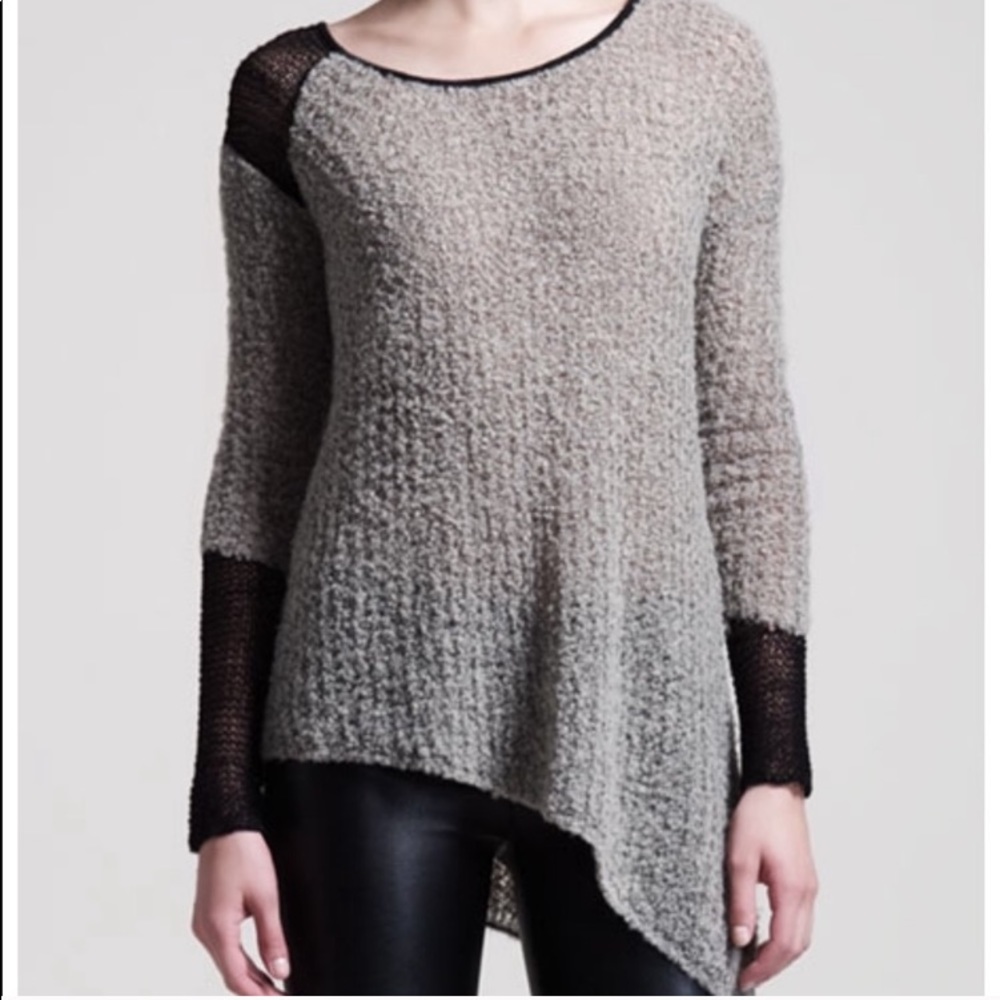 HELMUT LANG | Wool Blend Textured Asymmetric Color Block Lightweight Knit